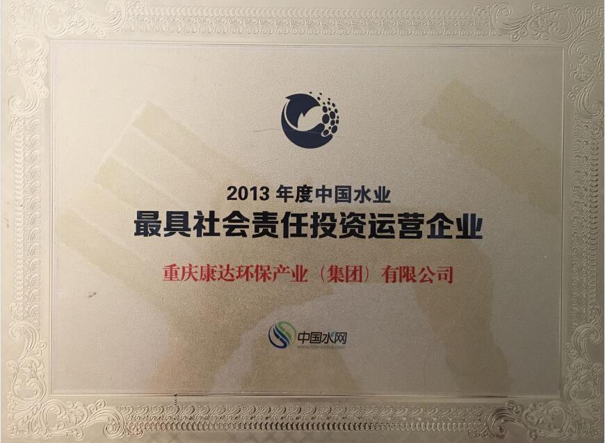 2013年度中國水業最具社會責任投資運營企業